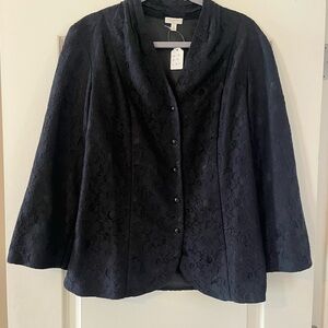 Talbots Black Lace Overlay Black Blazer Suit Jacket Women’s Size 14
